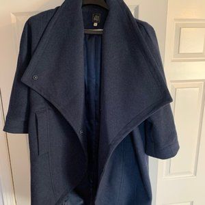 The Limited 3/4 Sleeves Dark Blue Wool Bland Coat